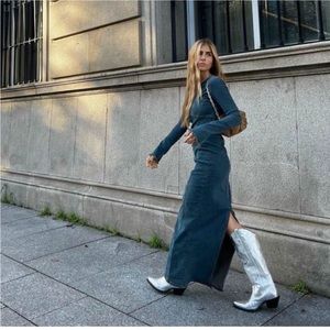 Zara long sleeve denim dress